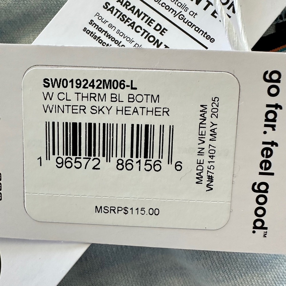 Smartwool Classic Thermal Merino Base Layer Bottom Winter Sky Heather L SW019242 - Picture 10 of 10